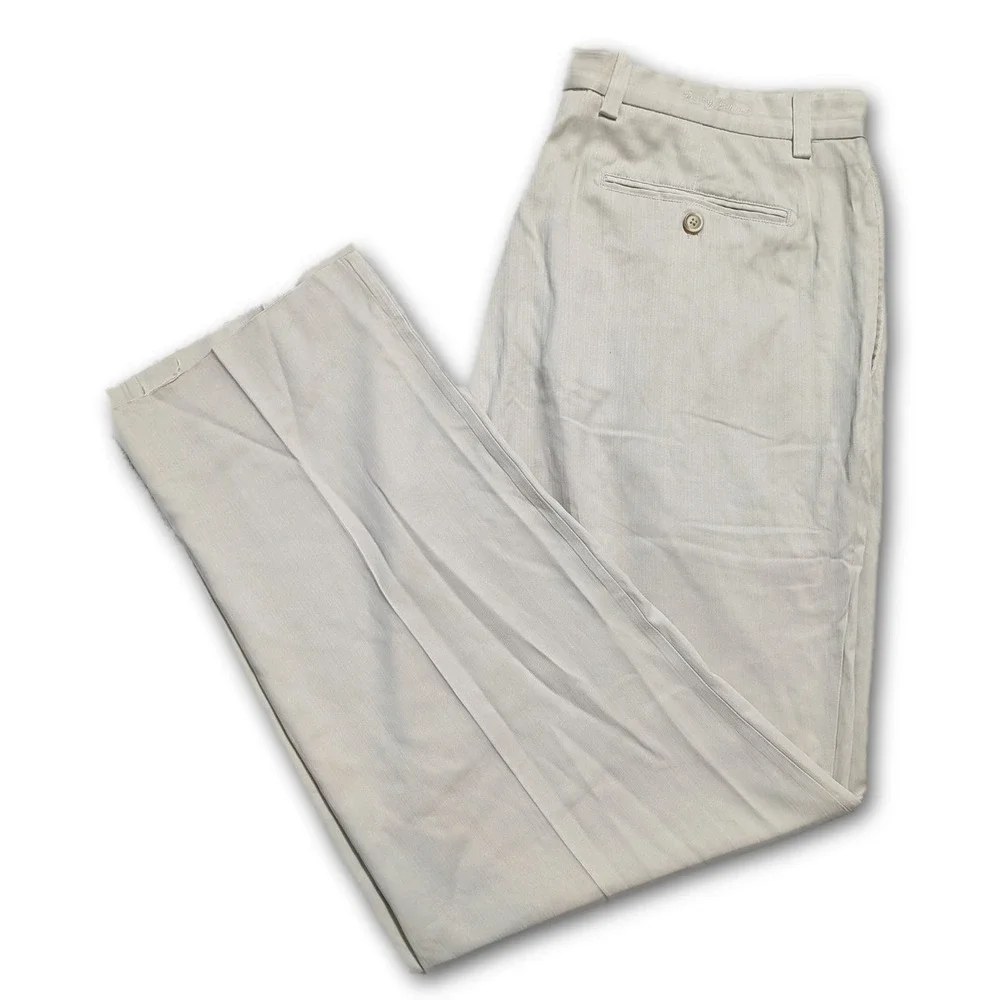 Tommy Bahama Mens Pants Beige 38x34 Silk Blend Breathable Pockets Regular Dress